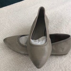 Frye gray leather ballet flats